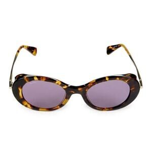 Max Mara Oval Sunglasses Havana Purple lenses